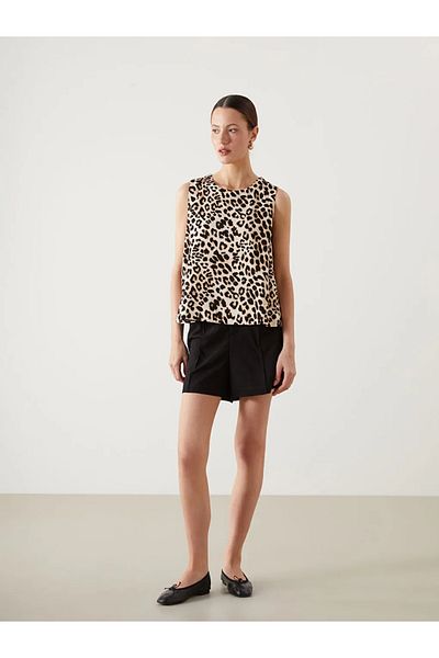 LC Waikiki Bluză de damă LCW Vision maro cu decolteu leopard