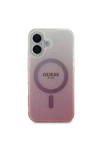 Guess Carcasă MagSafe cu sclipici gradient IML pentru iPhone 16, Guess - Roz