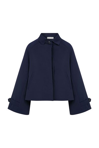 Merve DAĞLI Marlow Mini Navy Blue Trench Coat