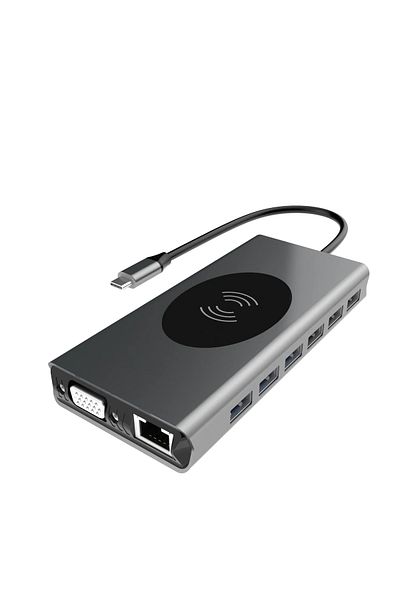 NEXTLY Hub USB-C 15 în 1 multifuncțional, NEXTLY, adaptor multiport, incarcare wireless