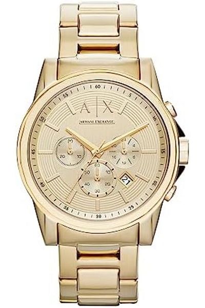 Armani Exchange Mens Gold Plated Chronograph Dress Watch AX2099