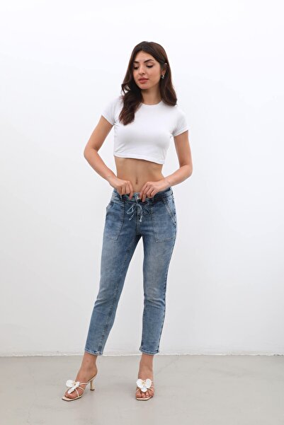 Bluewhite Pantaloni de damă din lycra cu șireturi