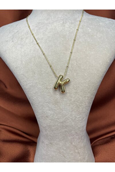 Fam&Co Jewelry Altın Renk Balon Harf Kolye – K Harfi, Şık ve Minimal Tasarım