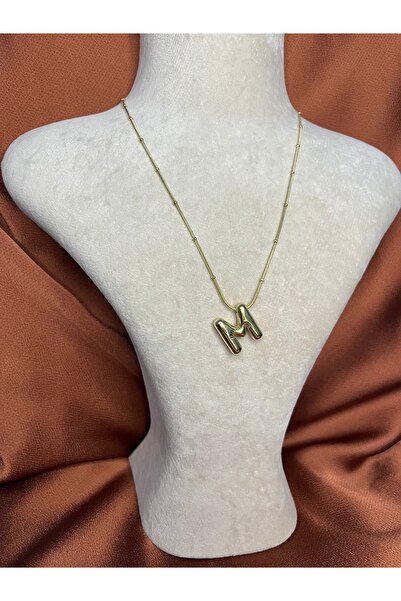 Fam&Co Jewelry Altın Renk Balon Harf Kolye – M Harfi, Şık ve Minimal Tasarım
