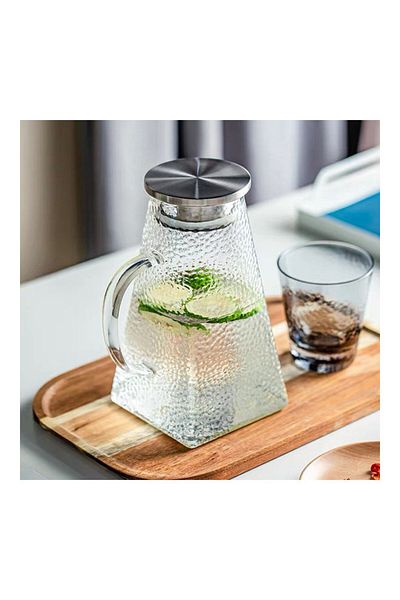 Generic Texture Glass Water Bottle With Handle Clear 12x8x22.5cm