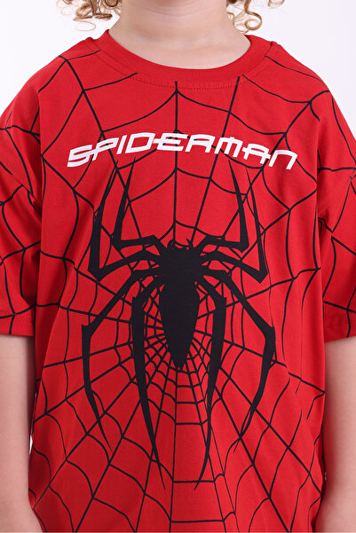 Genel Markalar Örümcek Adam Baskılı 3-10 Yaş Oversize Yazlık Şortlu Çocuk Takım