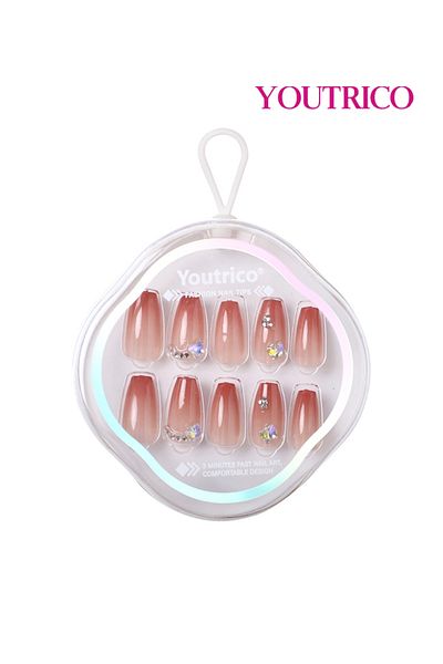Youtrico 24 Semi-Handmade Press-on nails,3D dimensional butterfly, ladies gradient
