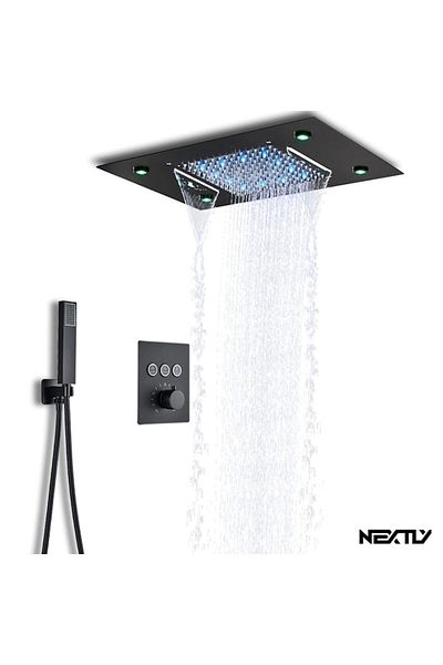 NEXTLY Sistem De Dus Incastrabil, , Iluminare Ambientala Led Rgb, Ajustare Temperatura, Mod Cascada