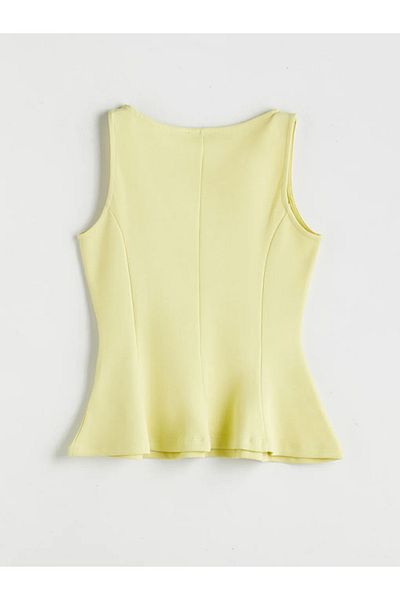 LC Waikiki Μπλούζα LCW Vision Green Boat Neck Peplum