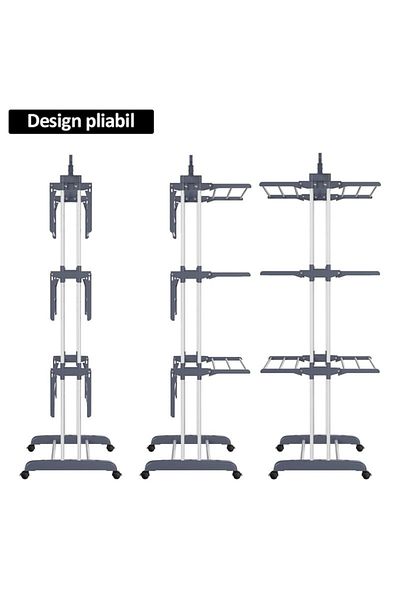 NEXTLY Uscator Vertical Pentru Rufe Si Incaltaminte , 3 Niveluri, Suport Umerase, Pliabil, Portabil