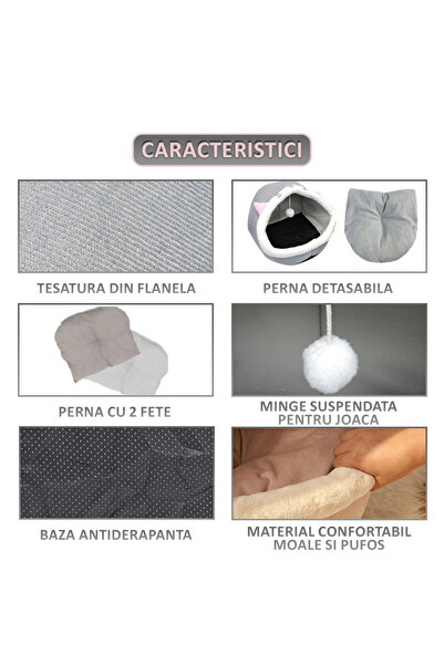 NEXTLY Patut Pisici Si Caini Nexlty Cu Minge Suspendata Pentru Joaca, Culcus Din Flanel, Moale Si Pufos