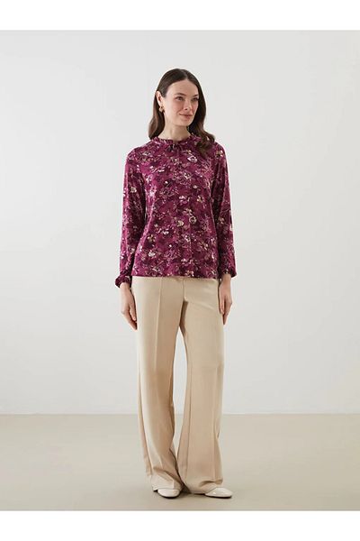 LC Waikiki Bluză pentru femei LCW Grace Plum cu guler floral
