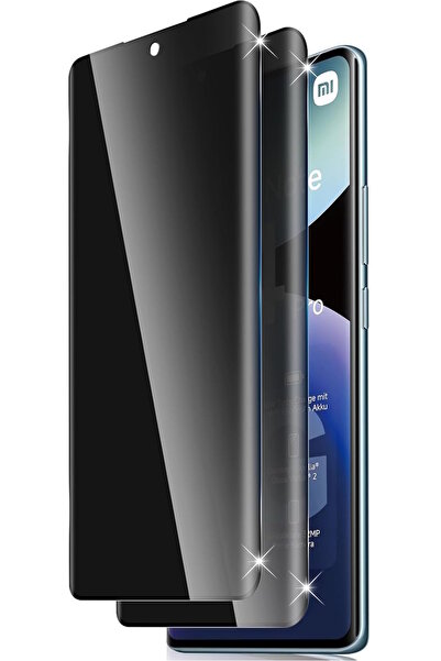 m.tk moveteck Xiaomi Redmi Note 14 Pro 4G Uyumlu Ekran Koruyucu Hayalet Cam Tam Kaplar Oval Temperli Nano Privacy