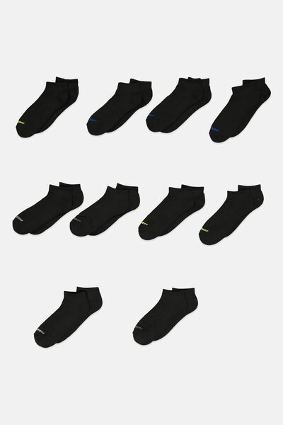 SKECHERS جوارب رجالية بشعار العلامة التجارية، 10 أزواج، لون أسود