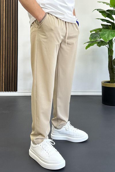 Edwox Ανδρικό παντελόνι Jogger με ελαστική μέση μπεζ Edw354