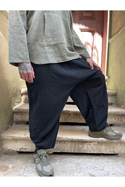 Bohoyasam Pamuk Unisex Bohem Lastik Bel Pantolon, Rahat Pantolon, Yoga Pantolonu, Şalvar, Pamuklu Şalvar