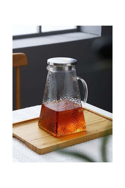 Generic Texture Glass Water Bottle With Handle Clear 12x8x22.5cm