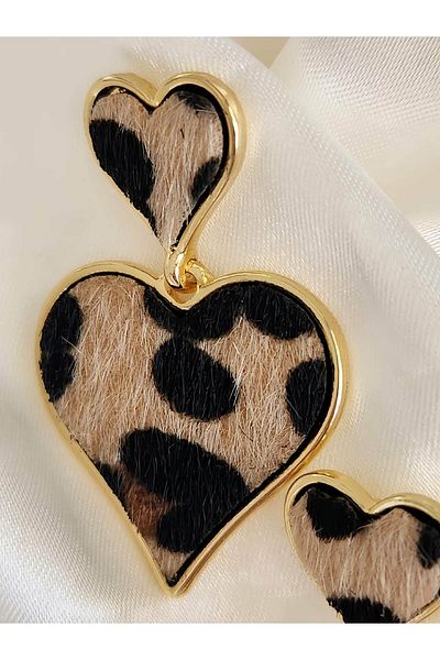 Eva Takı Store Leopard Heart Dangle Model Earrings