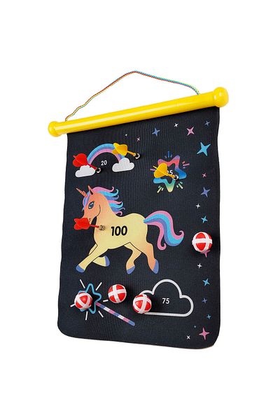 ACTION ONE Joc Darts magnetic pentru copii Unicorn, cu 4 sageti si 4 bile velcro, 34x45 cm