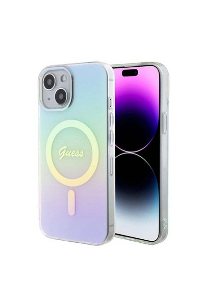 Guess IPhone 15 IML Iridescent MagSafe Case, Guess - Turquoise