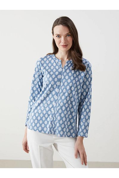 LC Waikiki Bluză pentru femei LCW Grace Blue cu guler încălțat