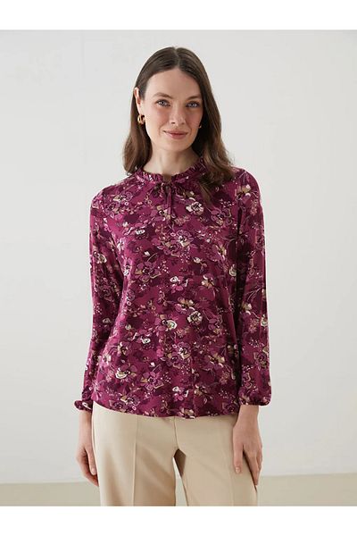 LC Waikiki Bluză pentru femei LCW Grace Plum cu guler floral