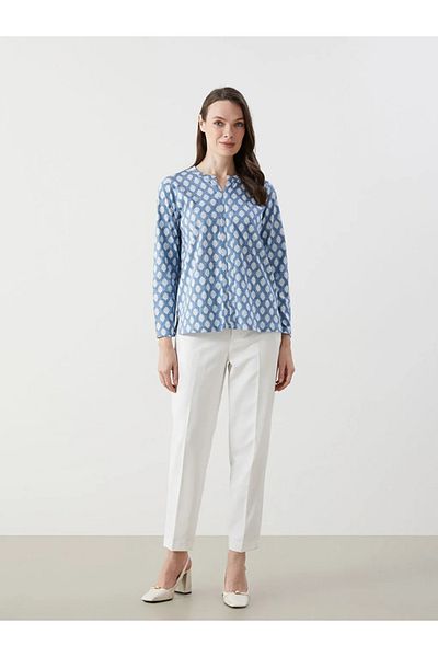 LC Waikiki Bluză pentru femei LCW Grace Blue cu guler încălțat