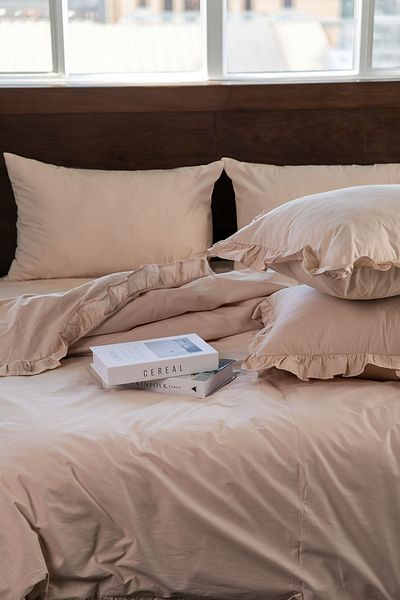 FAVORA Σετ Παπλωματοθήκη Naturis Premium 100% Cotton Frilly Διπλό - Μπεζ
