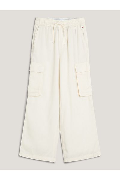 Tommy Hilfiger Girls Khaki Satin Cargo Woven Pants