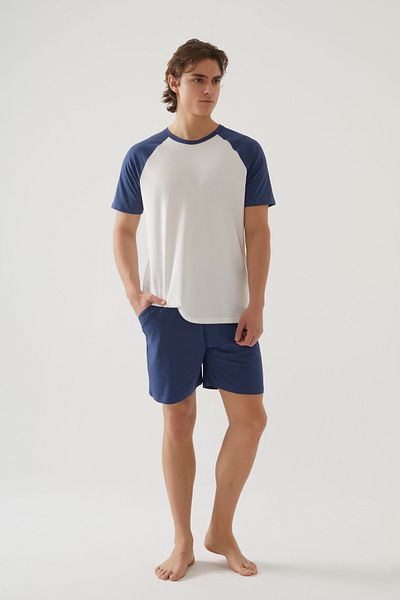 koza iç giyim Men's Cotton Pocket Detailed Raglan Sleeve Pajamas Set