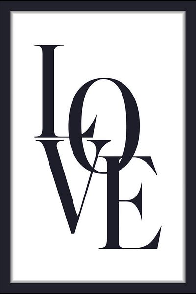 PİXWALLART 1 Buc Cadru din MDF cu Inscripția Home Love, Aspect de Tablo MDF