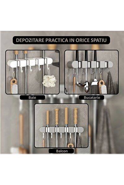 NEXTLY Βάση τοίχου για σκούπες, σφουγγαρίστρες και άλλα αξεσουάρ, αποθήκευση, οργανωτής