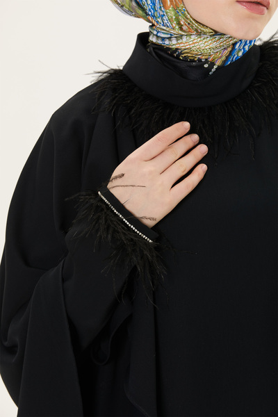 Setrms Otrişli Omuzlarda Pelerin Detaylı Davet Elbise