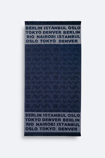 Avva Ανδρική πετσέτα Navy Blue Jacquard City Written A51Y8200