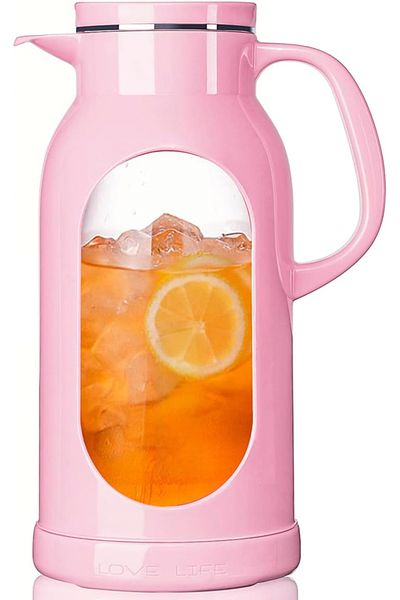 fulina 2-liter glass jug with shatterproof shell, heat-resistant glass lining, stainless steel lid