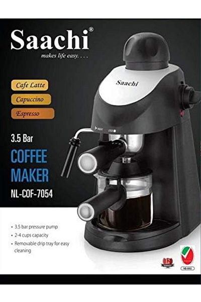 SAACHİ Saachi Espresso, Cappuccino, and Latte Maker - Black, Model NL-COF-7054