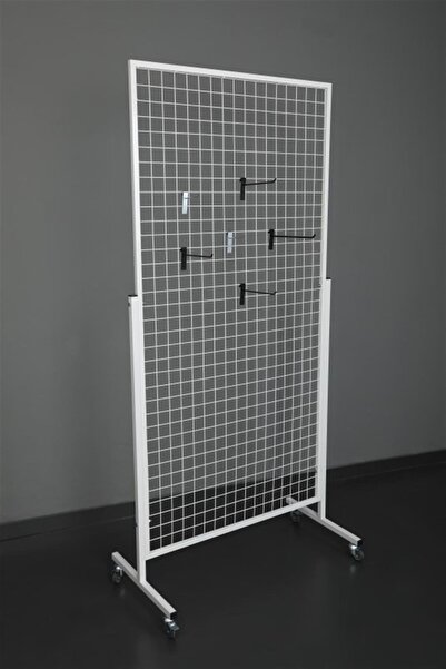 Modern Raf Profil Ayaklı Tekerlekli Beyaz Tel Raf