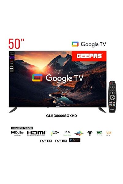 Geepas تلفزيون جوجل 4K UHD مقاس 50 بوصة مع صوت Dolby وميزات ذكية وHDMI وUSB