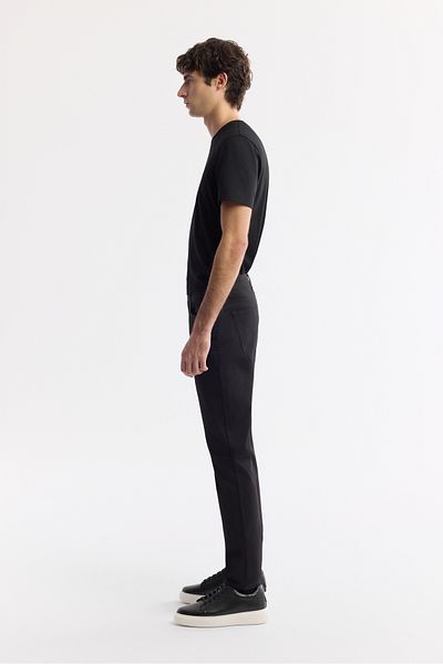 Avva Men's Black Slim Fit Classic Waist Dobby Cotton 5 Pocket Pants B003038