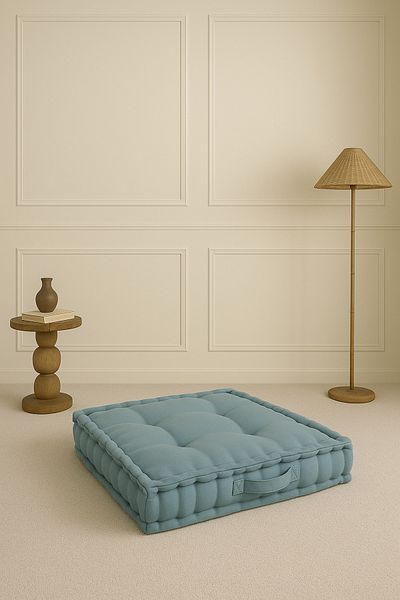 Dear Deer Love Teal Biscuit Cushion - French Mattress Linen