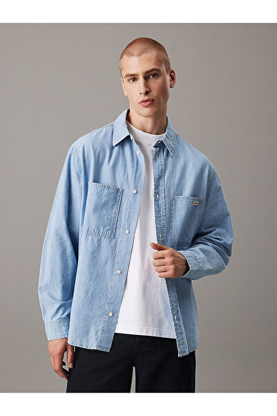 Calvin Klein Erkek Mavi Uzun Kollu Gömlek