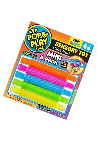 PopŞeker أنابيب البوب ​​بلاي لعبة الضغط الحسي الصغيرة المكونة من 5 أنابيب أكو...