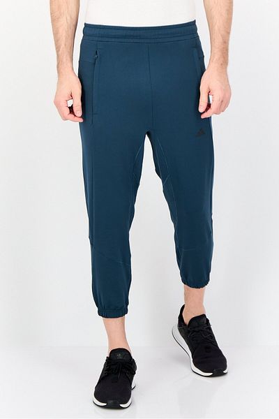 adidas Men Slim Fit Drawstring 7/8 Leg Training Track Pants, Teal Blue