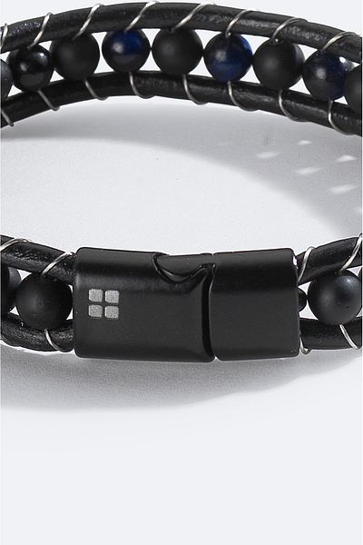Avva Men's Black Leather Bracelet A51Y9619