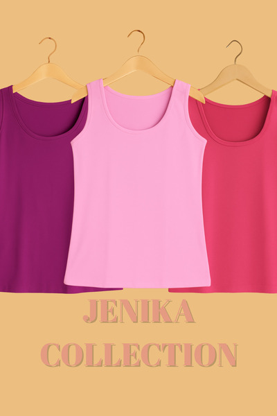 JENİKA Thick Strapped Cotton Women's 3-Piece Undershirt