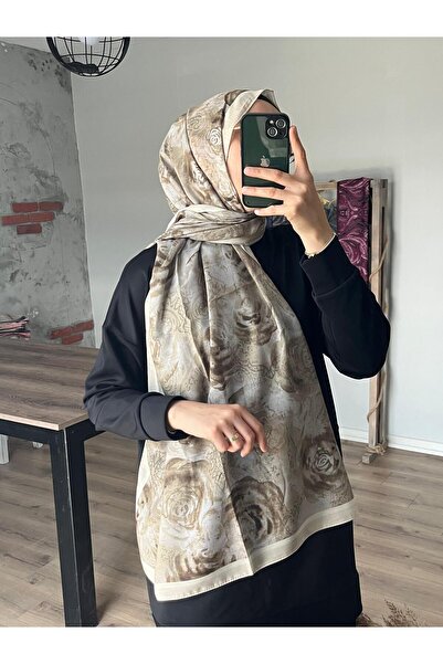 Merwiss Μπεζ σάλι με έθνικ σχέδιο τριαντάφυλλο