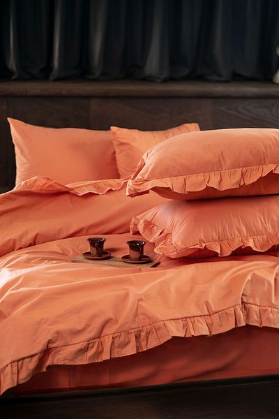 FAVORA Set cuvertură dublă Naturis Premium 100% bumbac cu volane - gresie