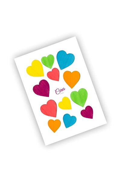 Ceres Studio Renkli Dekor Kalp Sticker Etiket 12 Etiket