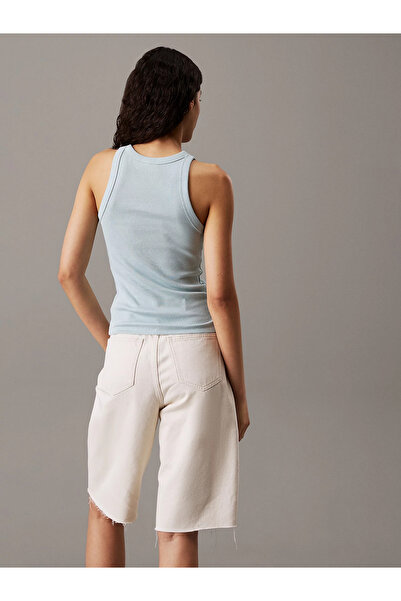 Calvin Klein Women Cotton Round Neck Slim Fit Sleeveless Blue Blouse J20J 225302 -Cdv