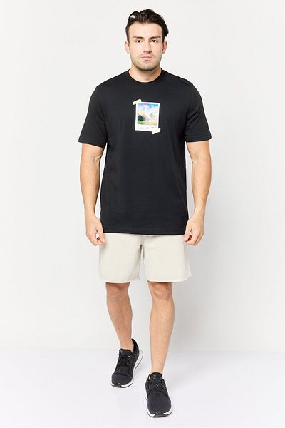 adidas Men Sportswear Fit Short Sleeve Graphic Print Outdoor T-Shirt, Black